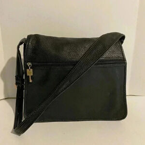 Fossil  unsex Black leather shoulder handbag